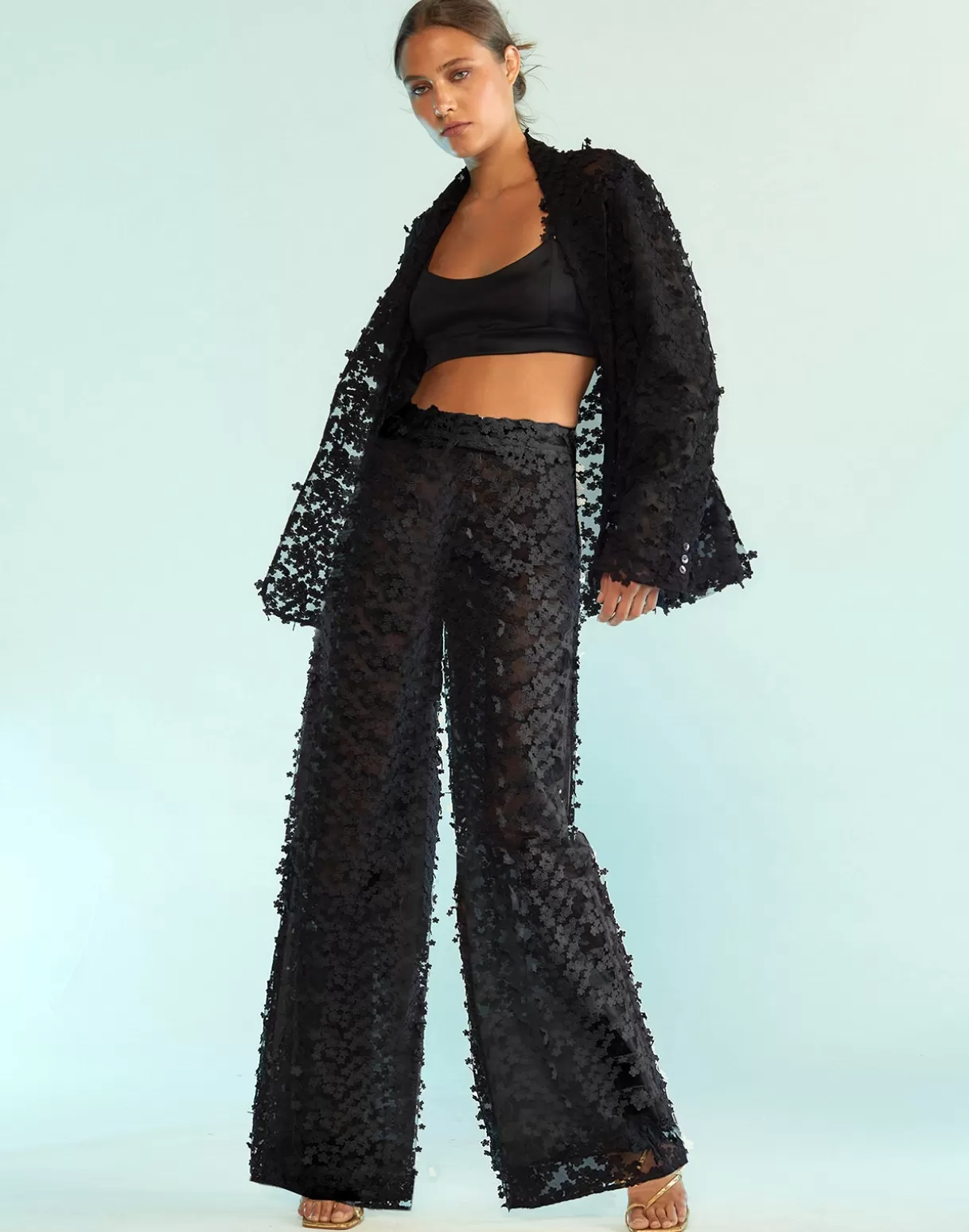 New 3D Embroidered Tulle Pants BOTTOMS