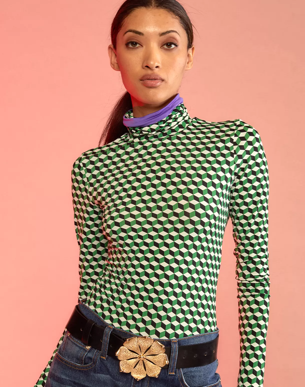 Best Sale Geometric Turtleneck TOPS | SNOW