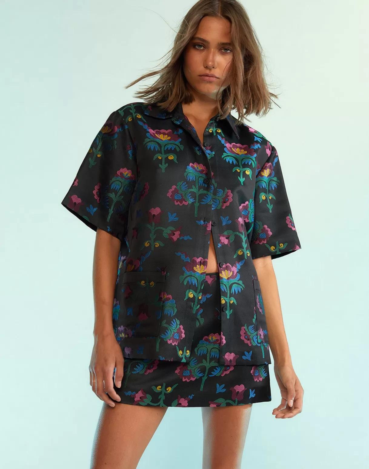 Clearance Harper Jacquard Camp Shirt TOPS