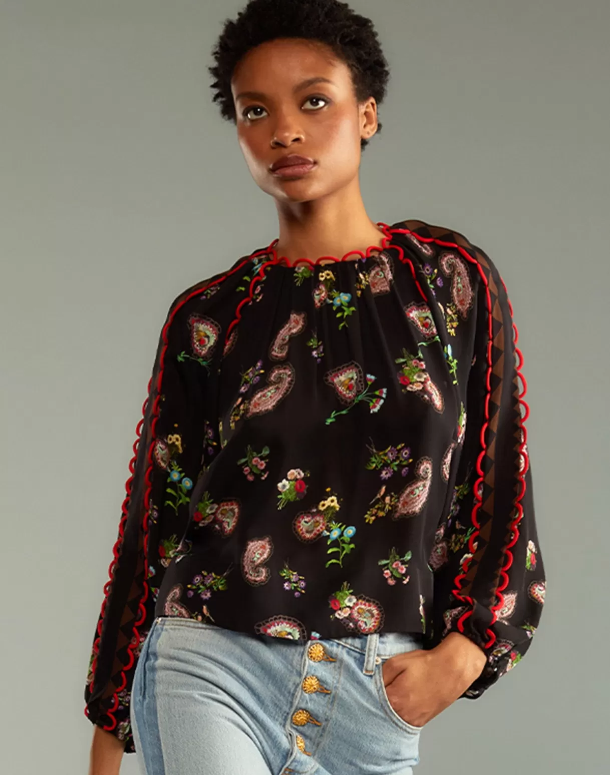 Hot Midnight Garden Blouse TOPS