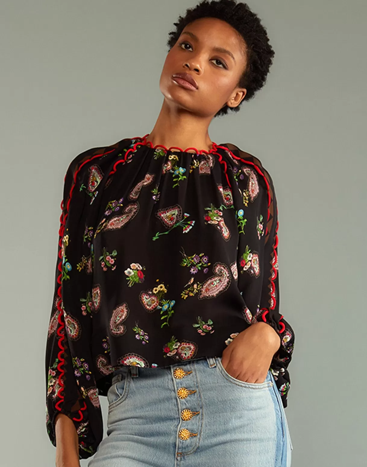 Hot Midnight Garden Blouse TOPS