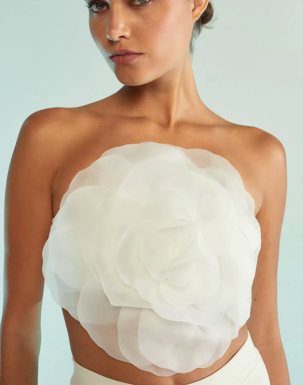 Flash Sale Organza Flower Bandeau Top TOPS