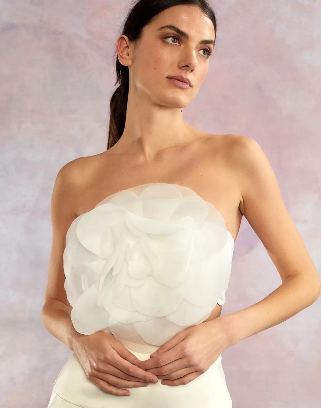 Flash Sale Organza Flower Bandeau Top TOPS