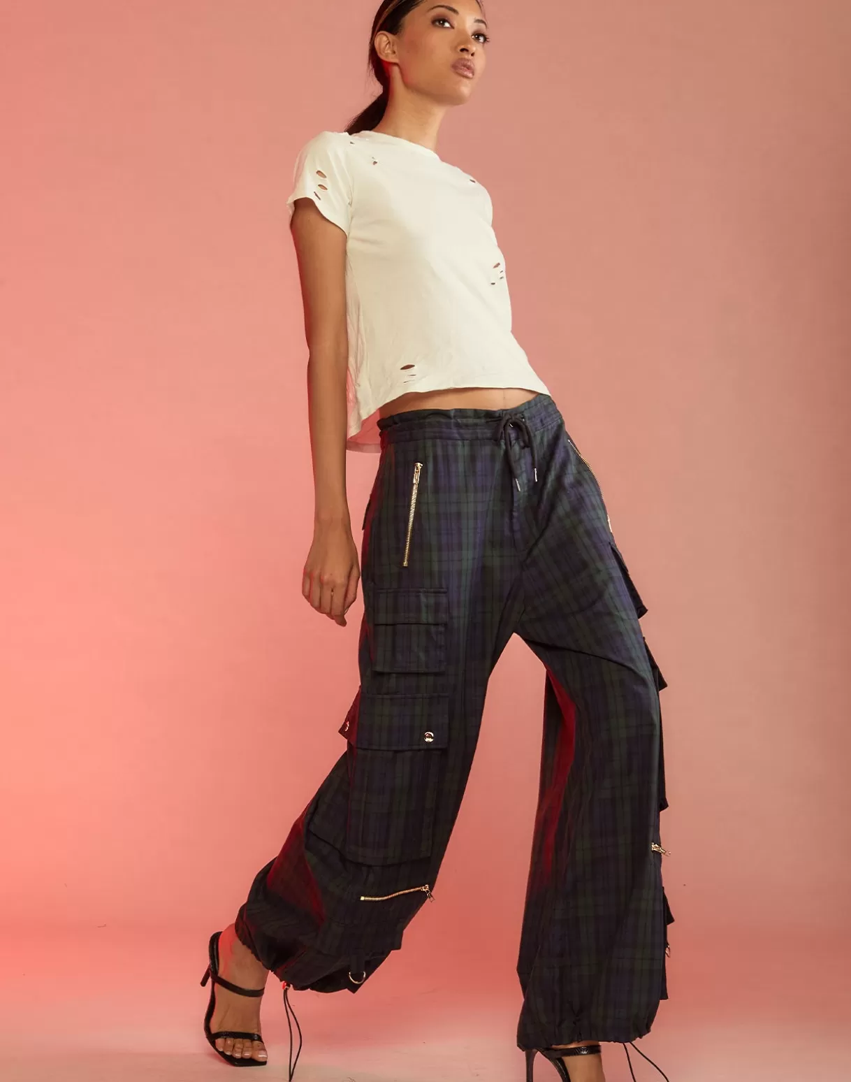 Sale Plaid Cargo Pants BOTTOMS