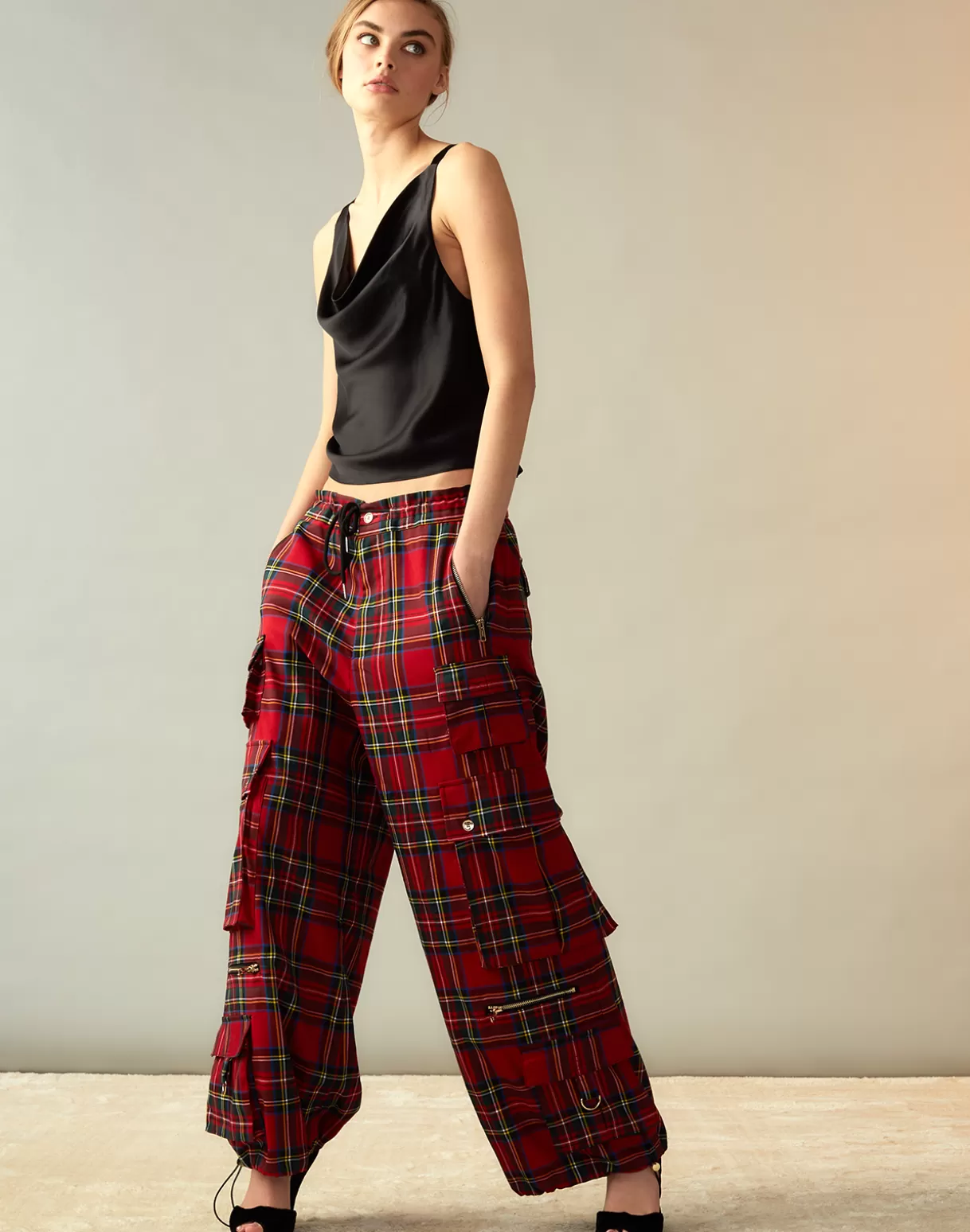 Hot Plaid Cargo Pants BOTTOMS