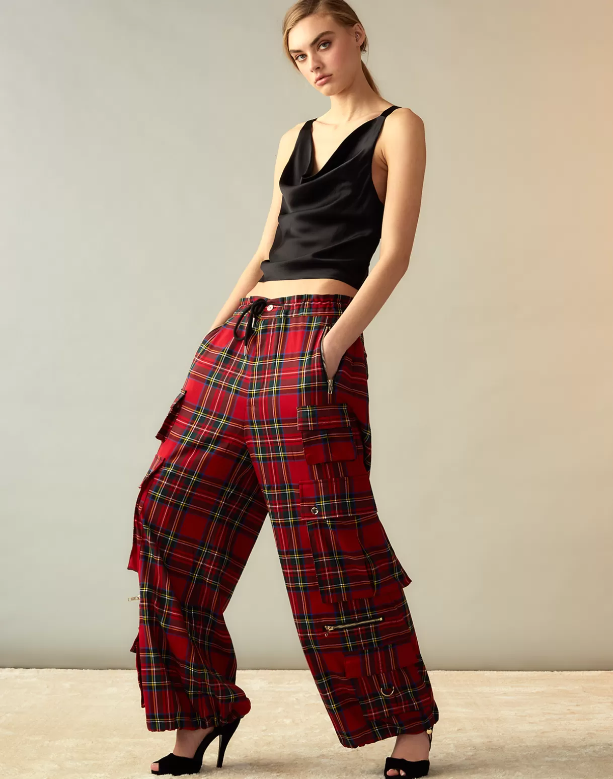 Hot Plaid Cargo Pants BOTTOMS