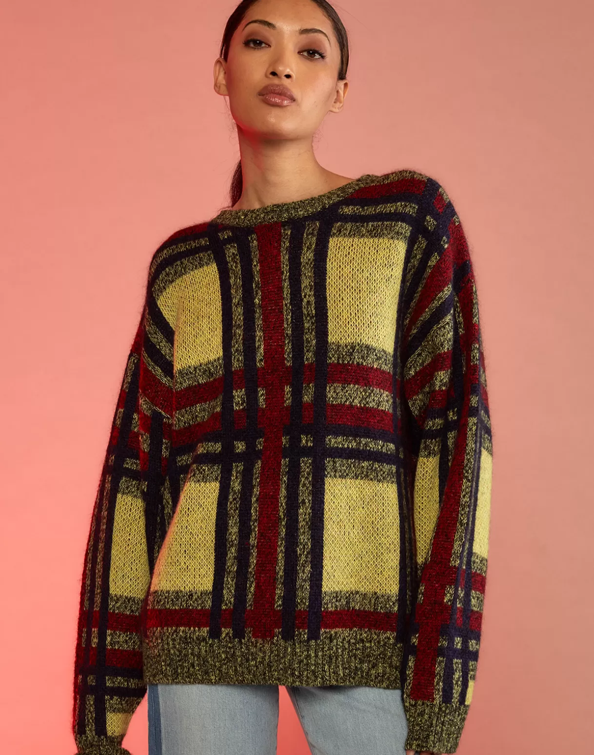 Best Plaid Mohair Sweater SNOW