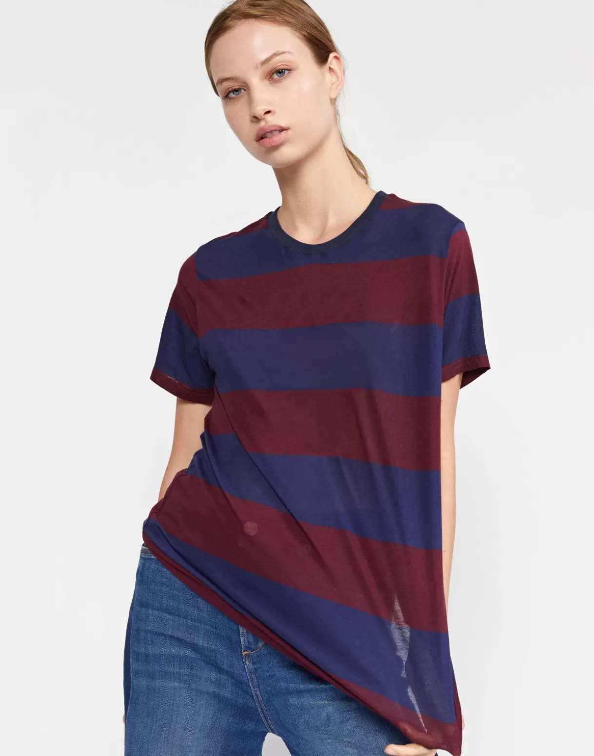 Cheap Printed Stripes Tee TOPS