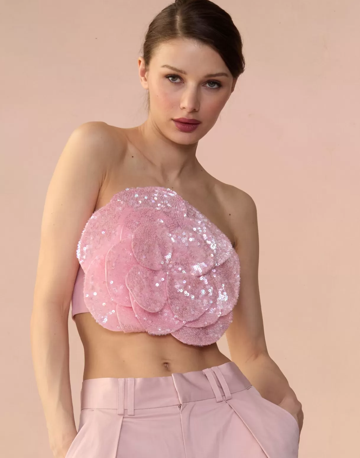 Clearance Sequin Flower Bandeau TOPS