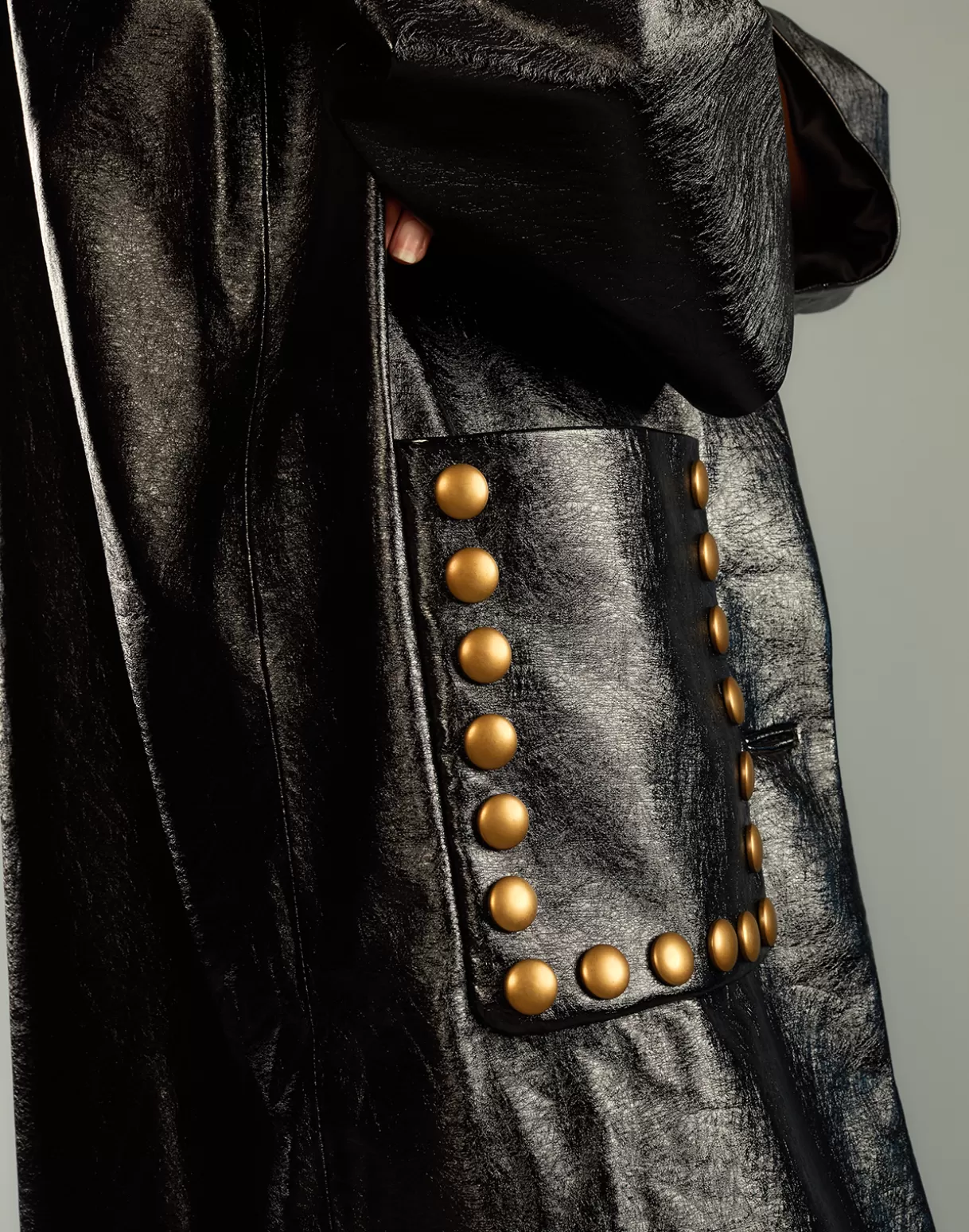 Best Sale Studded Vegan Leather Coat JACKETS & COATS