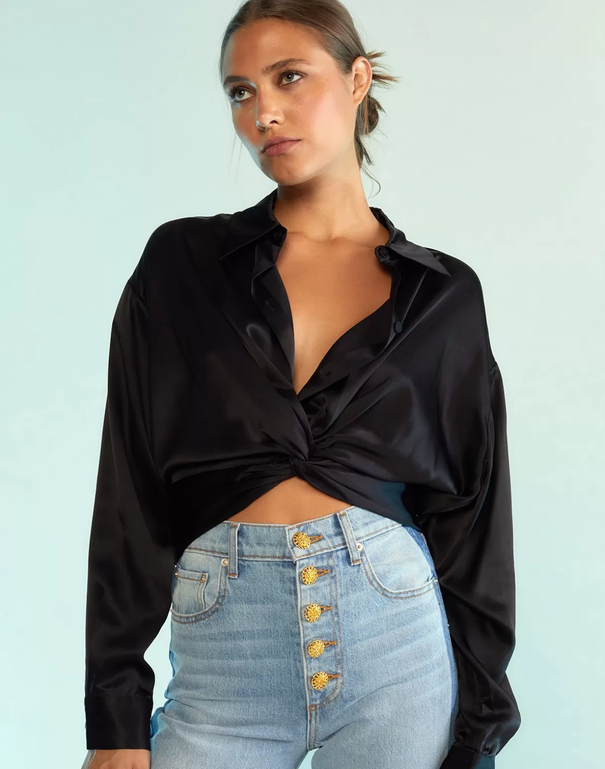 Discount Twisted Silk Shirt TOPS