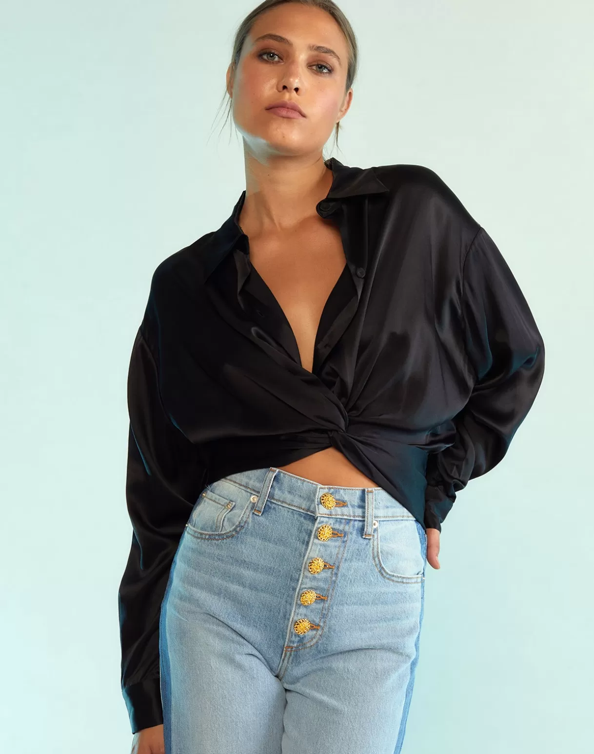 Discount Twisted Silk Shirt TOPS